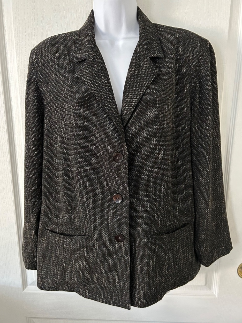 Vintage Blazer Chico's Textured Tweed 100% Silk Botanical Lining
